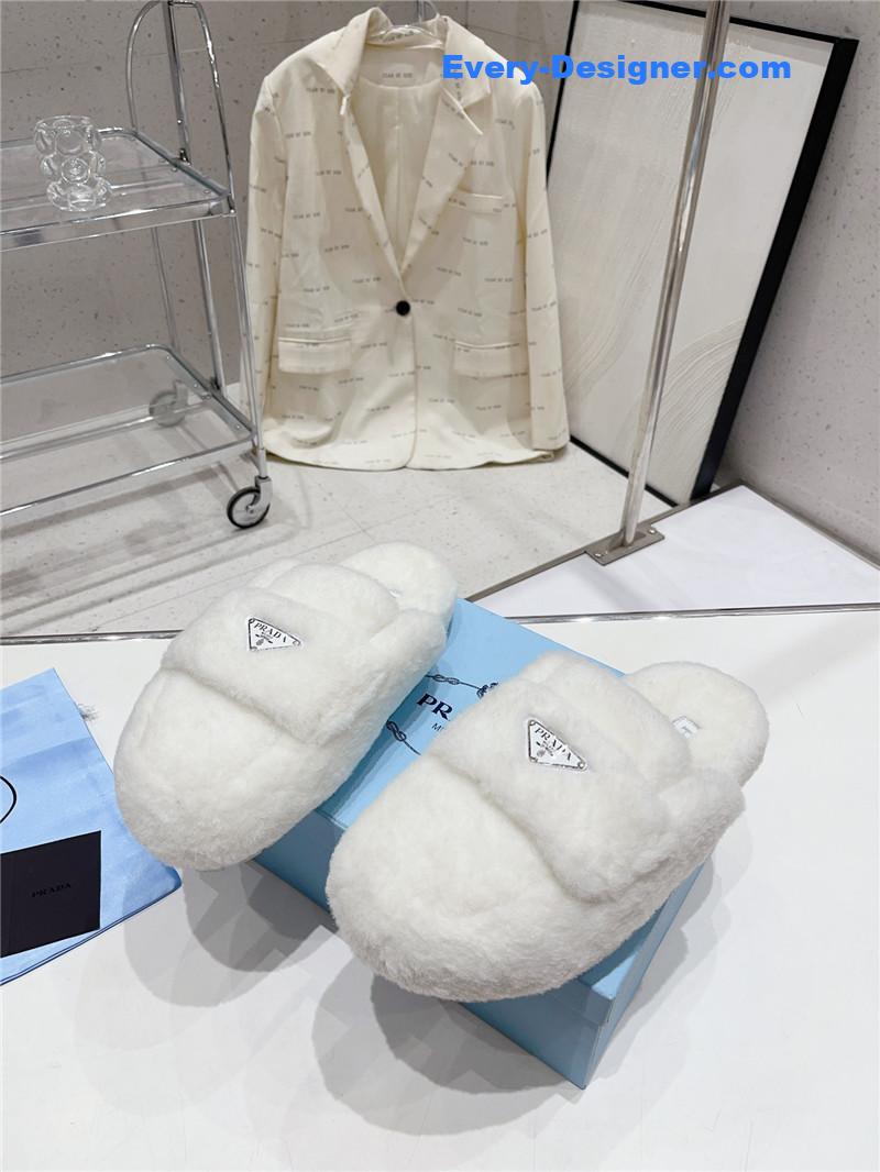 prada autumn winter fur slippers