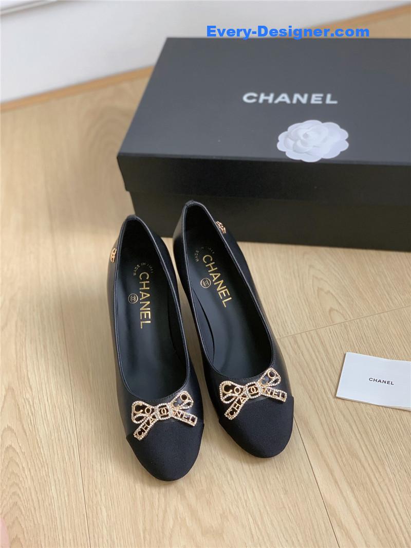CC double C butterfly diamond buckle shoes