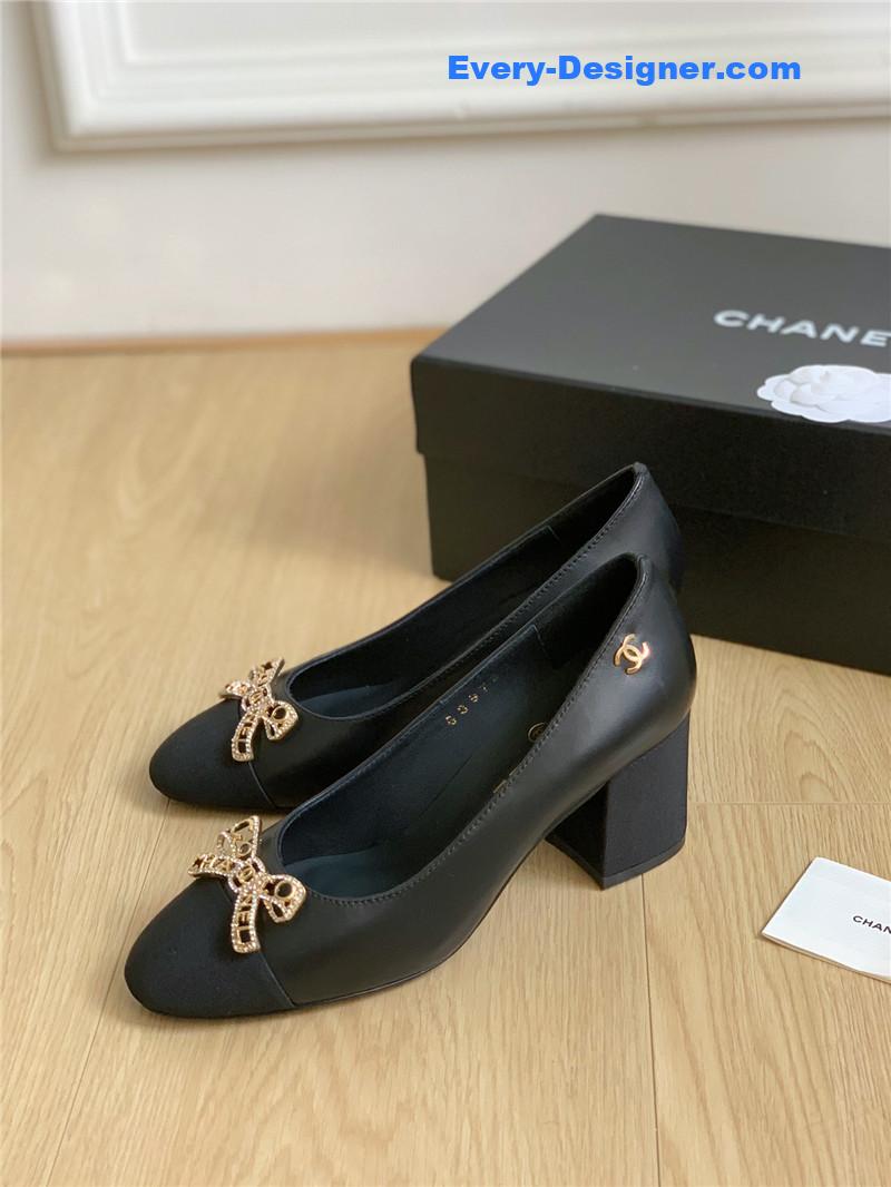 CC double C butterfly diamond buckle shoes