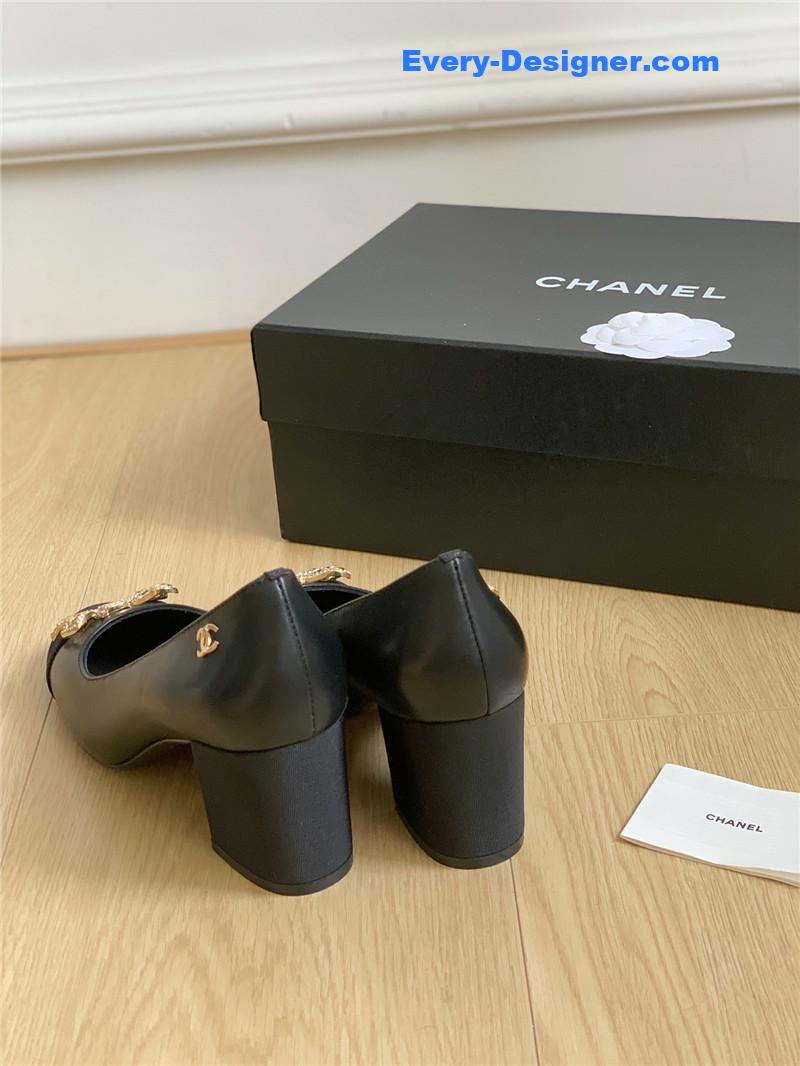 CC double C butterfly diamond buckle shoes