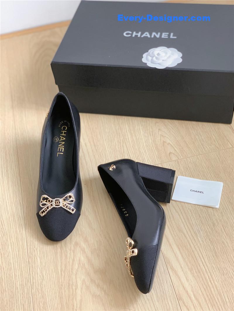 CC double C butterfly diamond buckle shoes