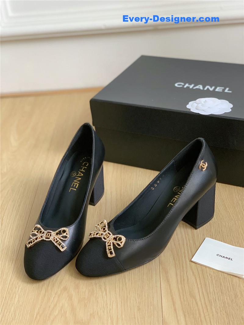 CC double C butterfly diamond buckle shoes