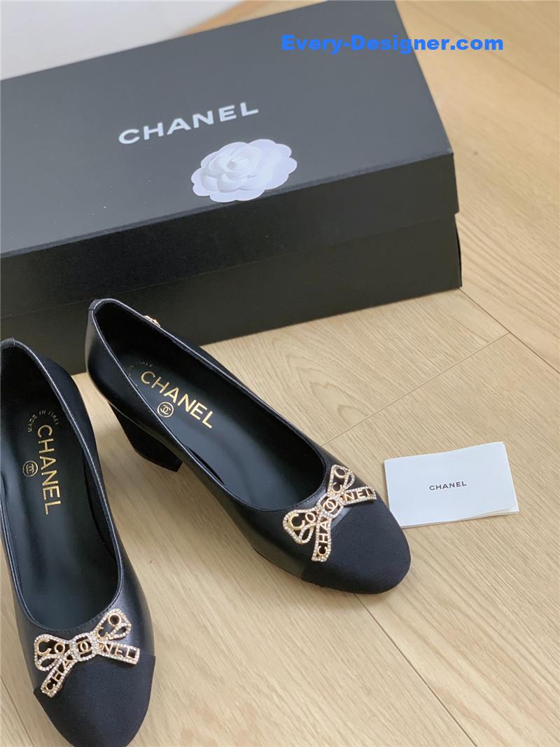 CC double C butterfly diamond buckle shoes