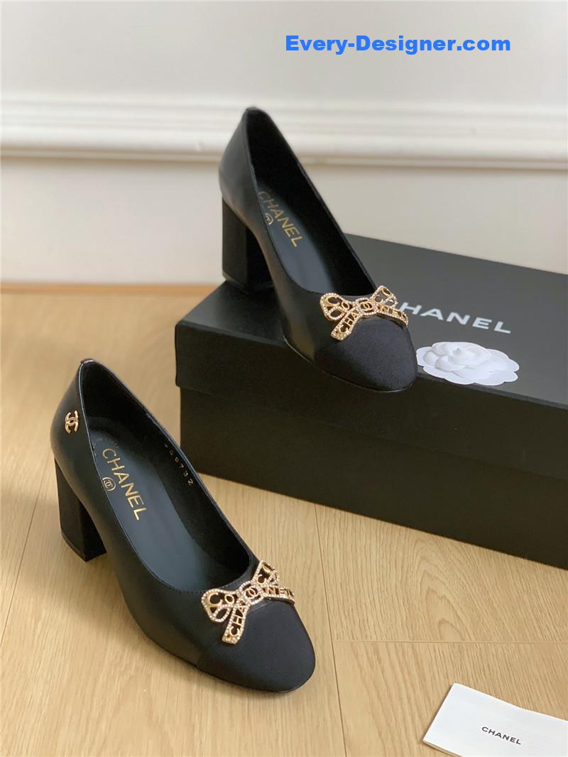 CC double C butterfly diamond buckle shoes