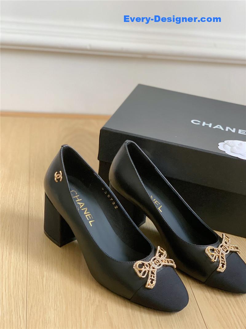 CC double C butterfly diamond buckle shoes