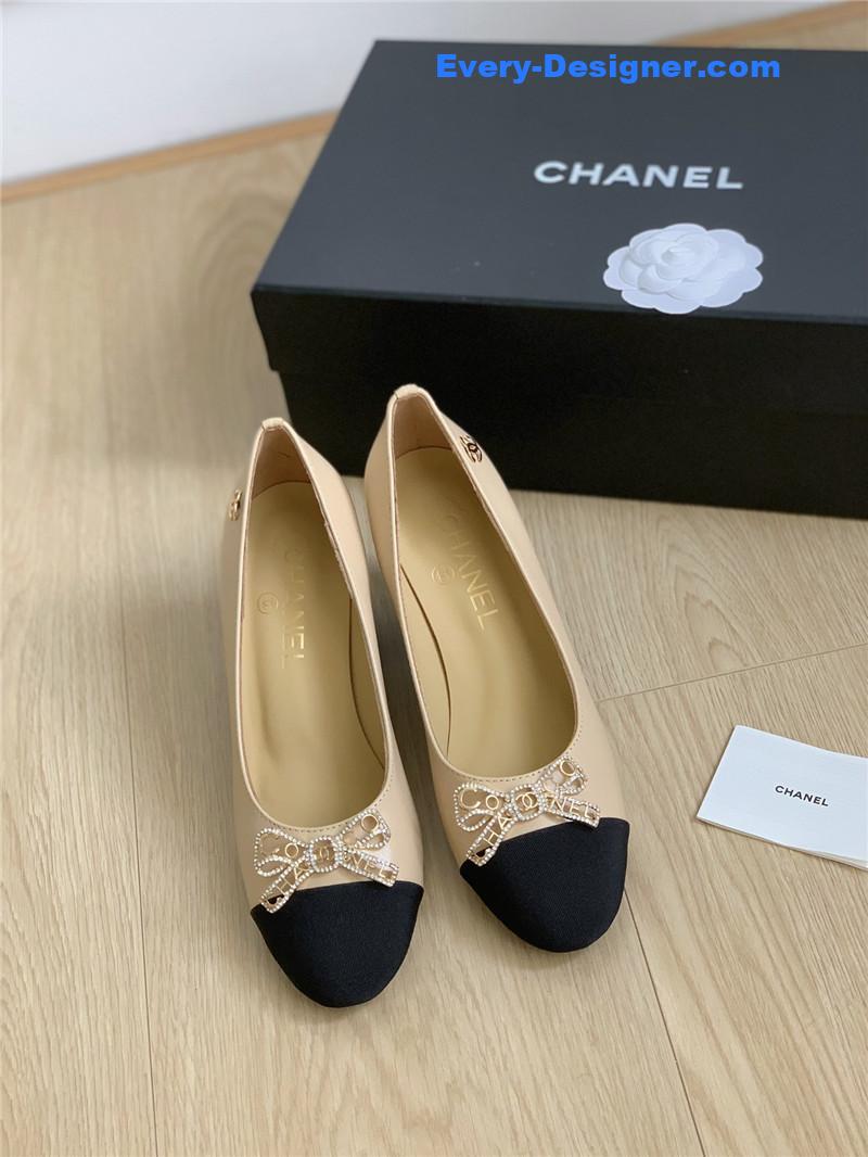 CC double C butterfly diamond buckle shoes