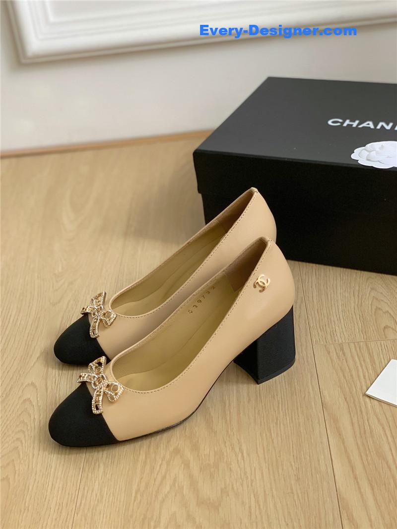 CC double C butterfly diamond buckle shoes