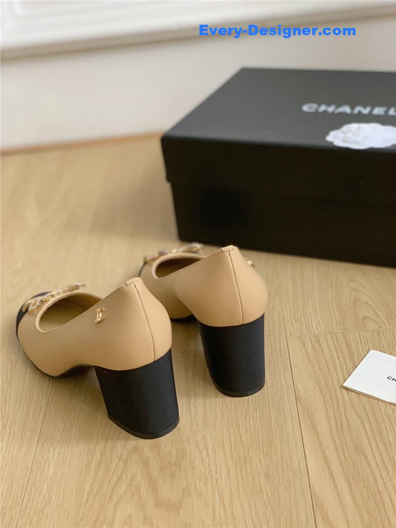 CC double C butterfly diamond buckle shoes