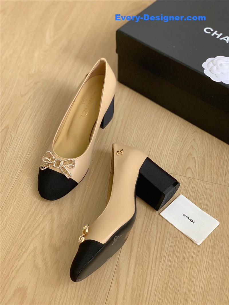 CC double C butterfly diamond buckle shoes