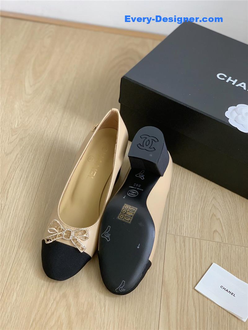 CC double C butterfly diamond buckle shoes