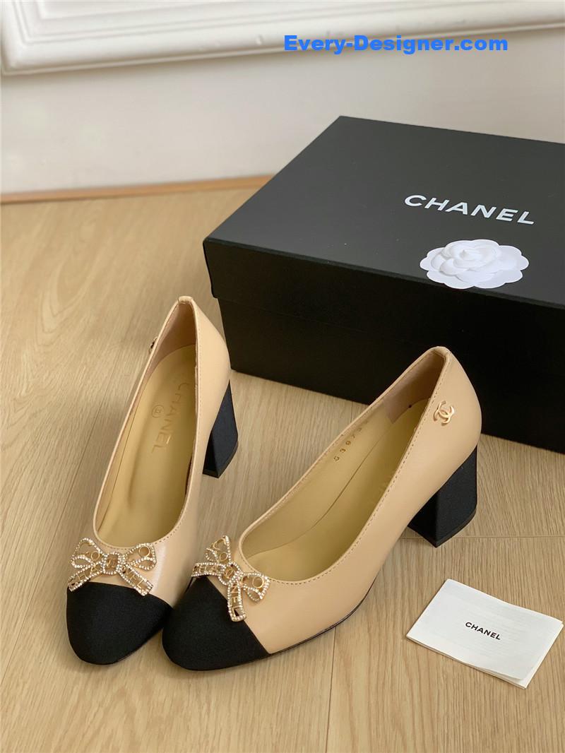 CC double C butterfly diamond buckle shoes
