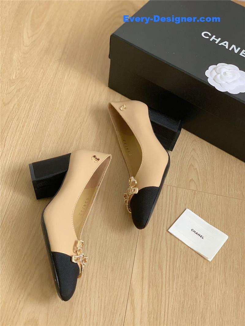 CC double C butterfly diamond buckle shoes