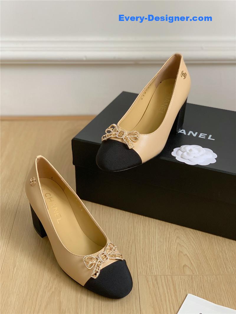 CC double C butterfly diamond buckle shoes