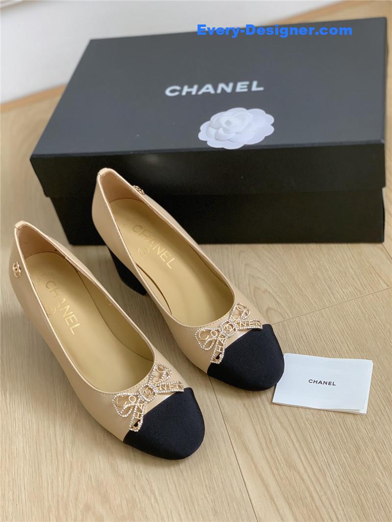 CC double C butterfly diamond buckle shoes