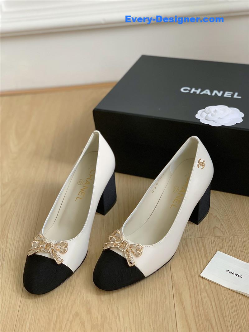 CC double C butterfly diamond buckle shoes
