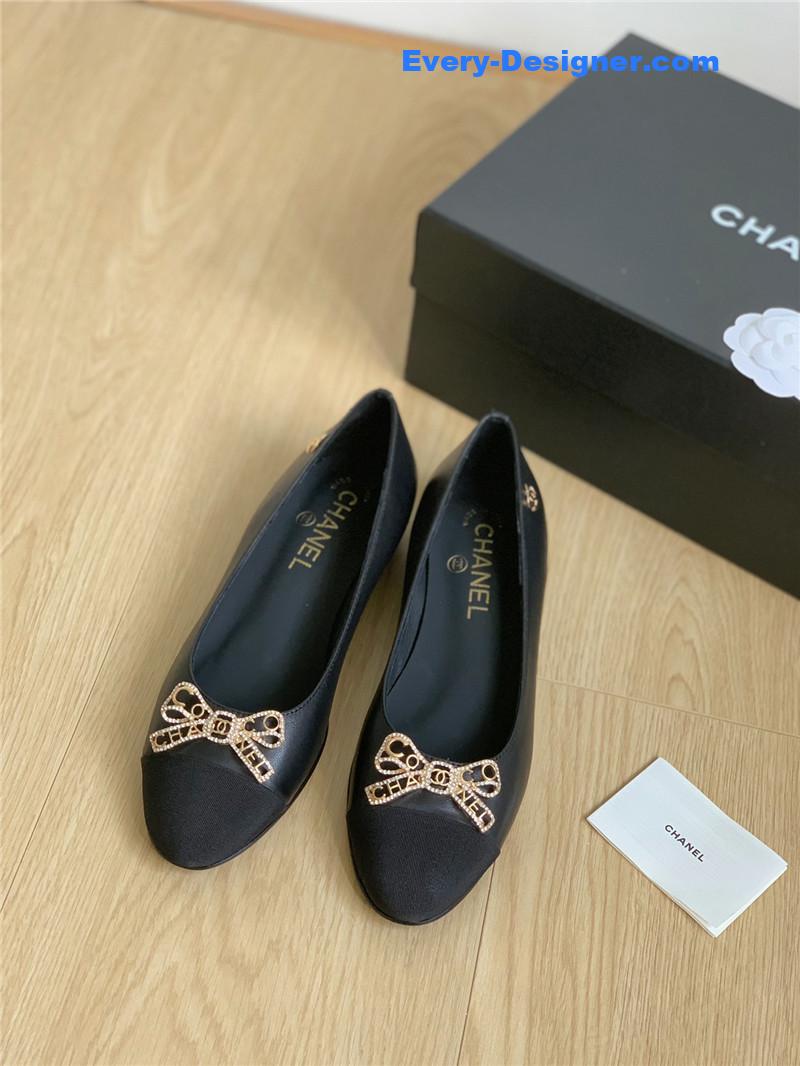 CC double C butterfly diamond buckle shoes