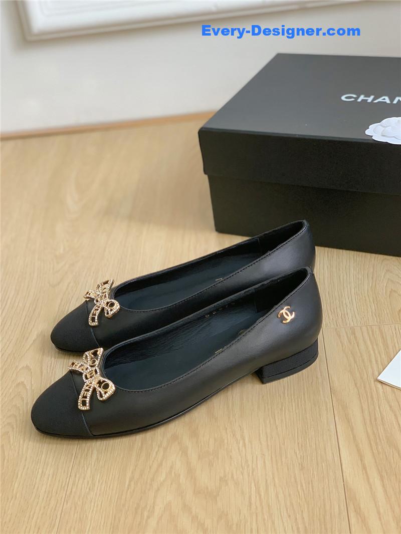 CC double C butterfly diamond buckle shoes