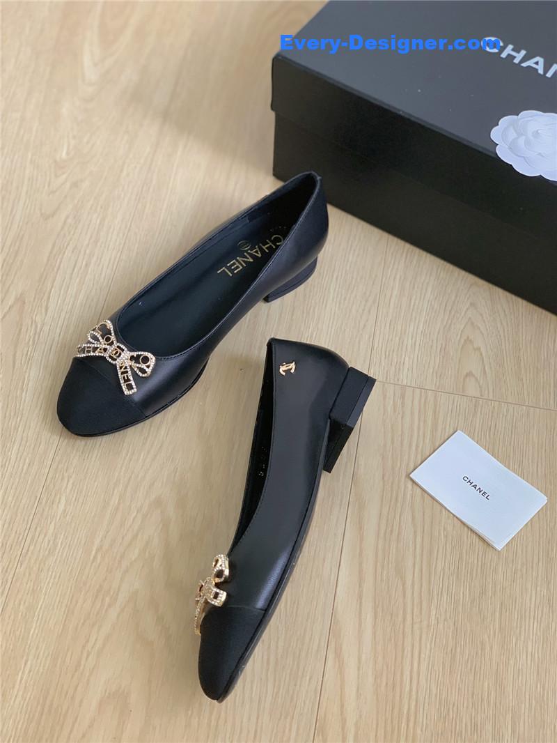 CC double C butterfly diamond buckle shoes