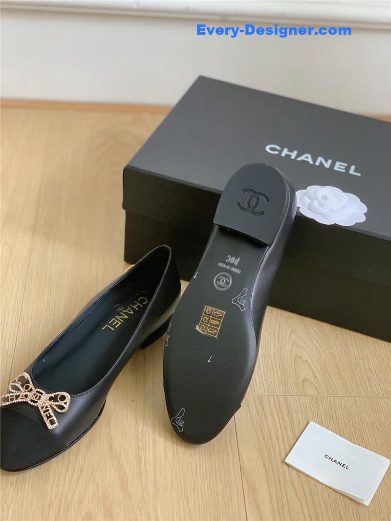 CC double C butterfly diamond buckle shoes