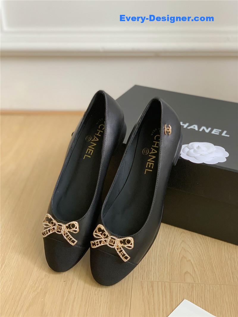 CC double C butterfly diamond buckle shoes