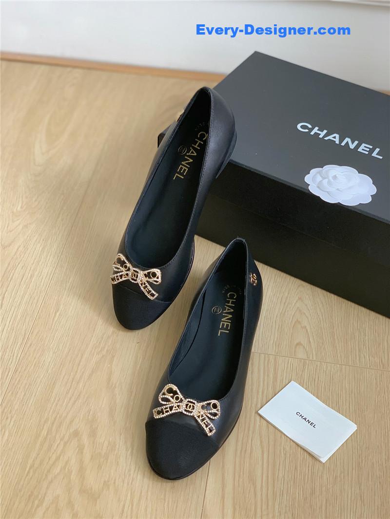 CC double C butterfly diamond buckle shoes