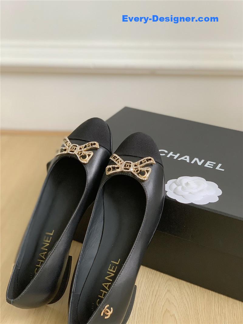 CC double C butterfly diamond buckle shoes