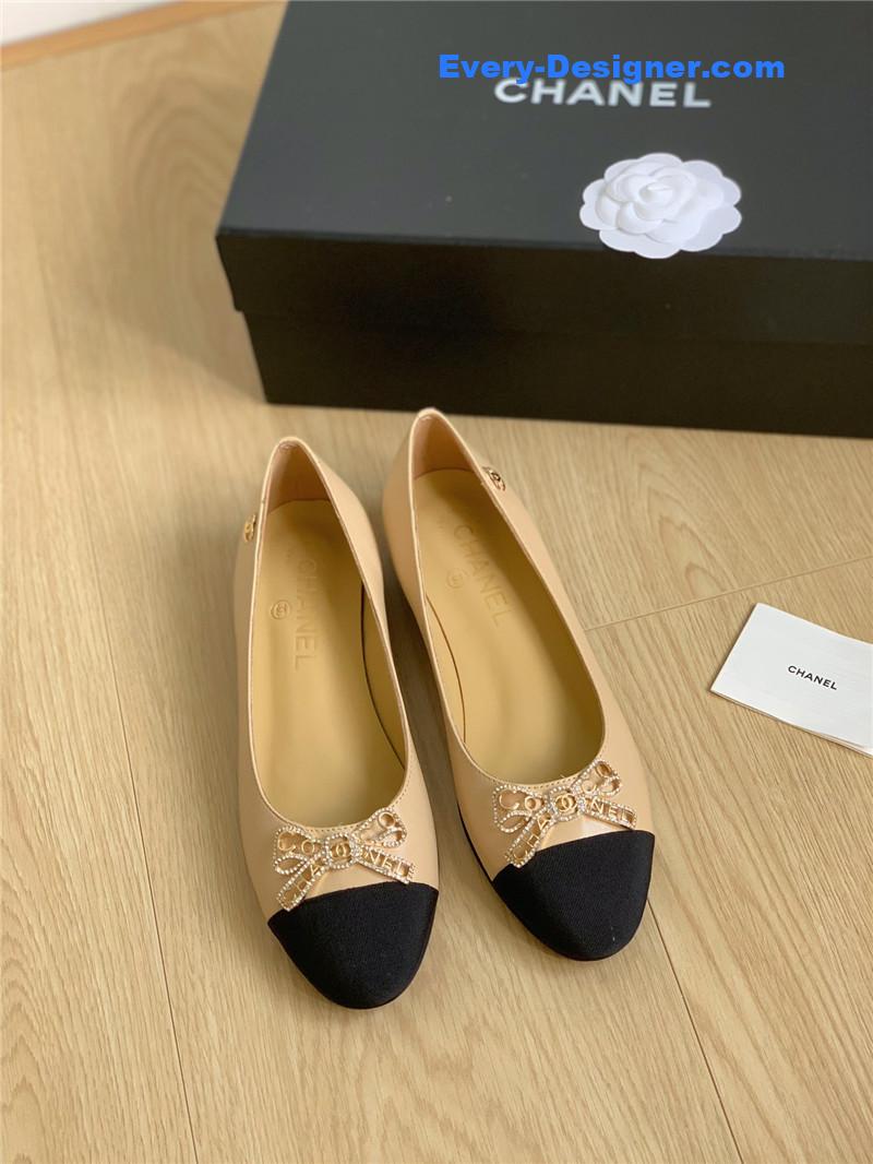 CC double C butterfly diamond buckle shoes