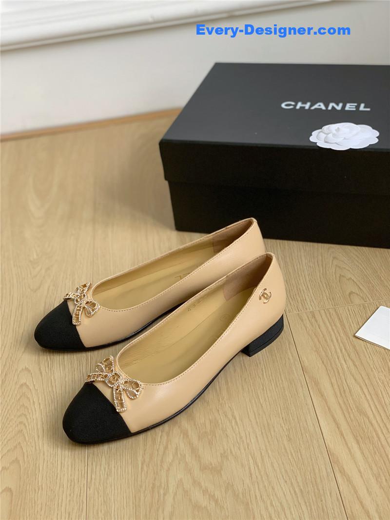 CC double C butterfly diamond buckle shoes
