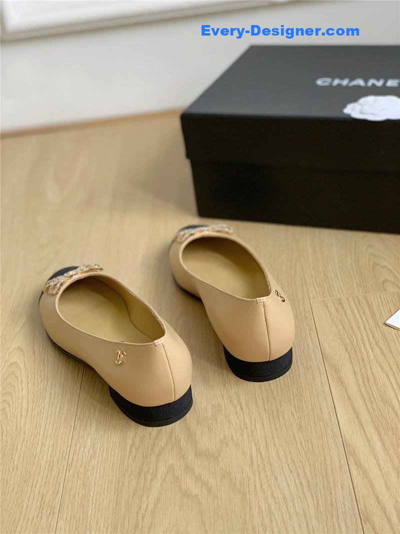 CC double C butterfly diamond buckle shoes