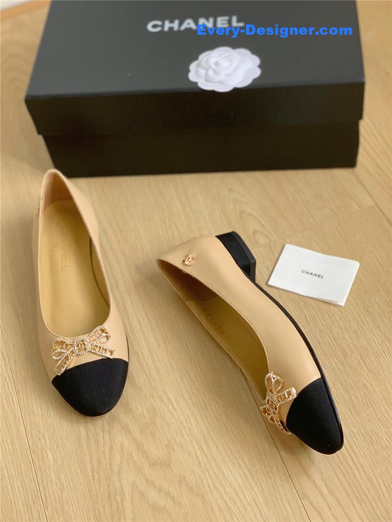 CC double C butterfly diamond buckle shoes