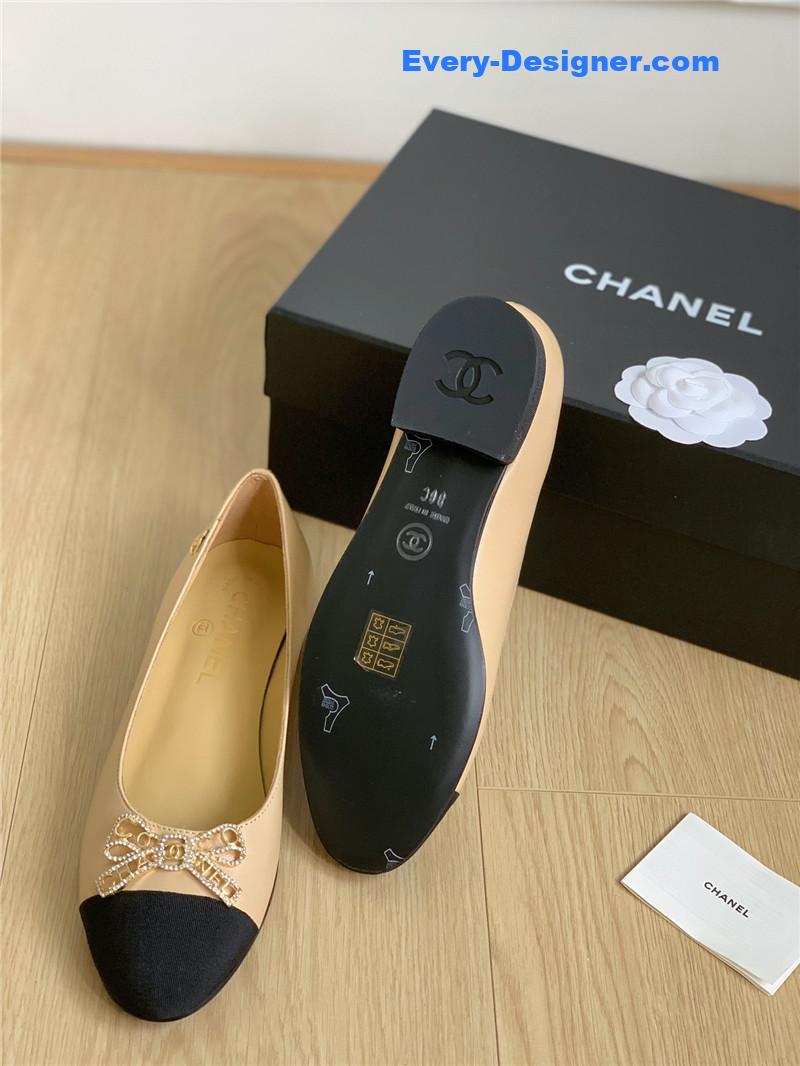 CC double C butterfly diamond buckle shoes