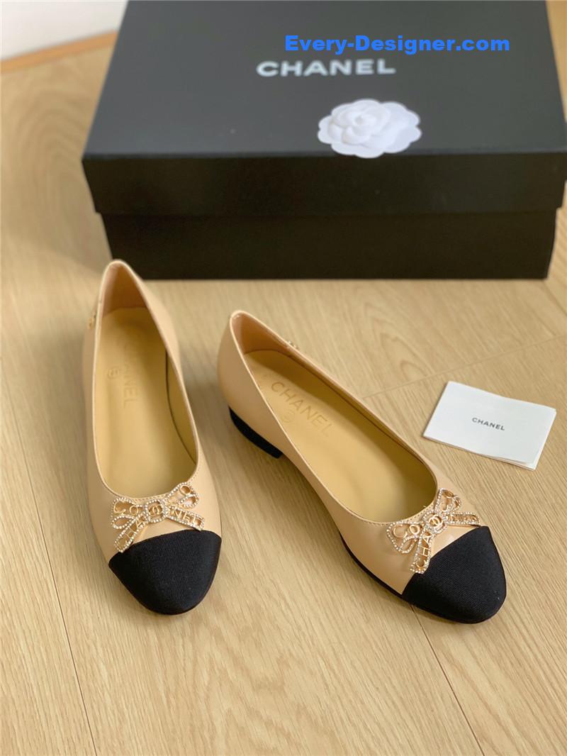 CC double C butterfly diamond buckle shoes