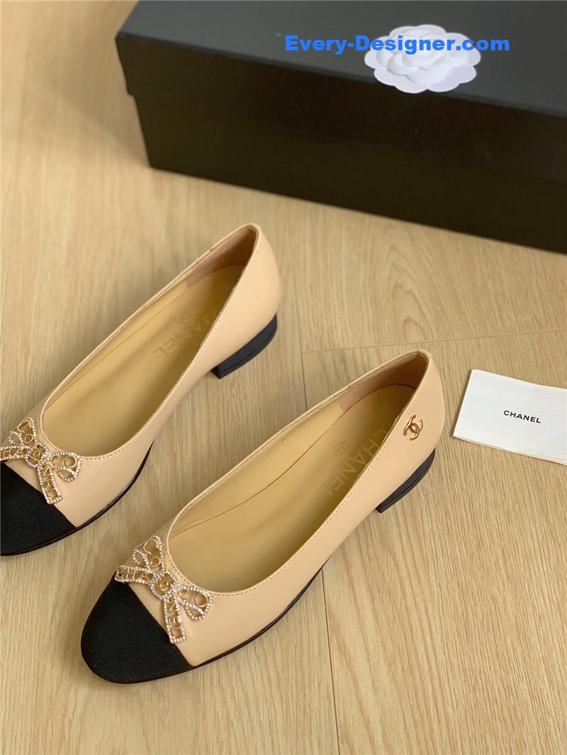 CC double C butterfly diamond buckle shoes