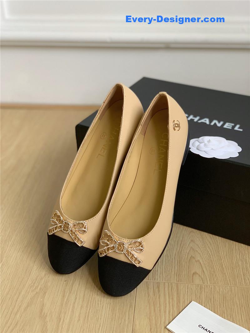 CC double C butterfly diamond buckle shoes