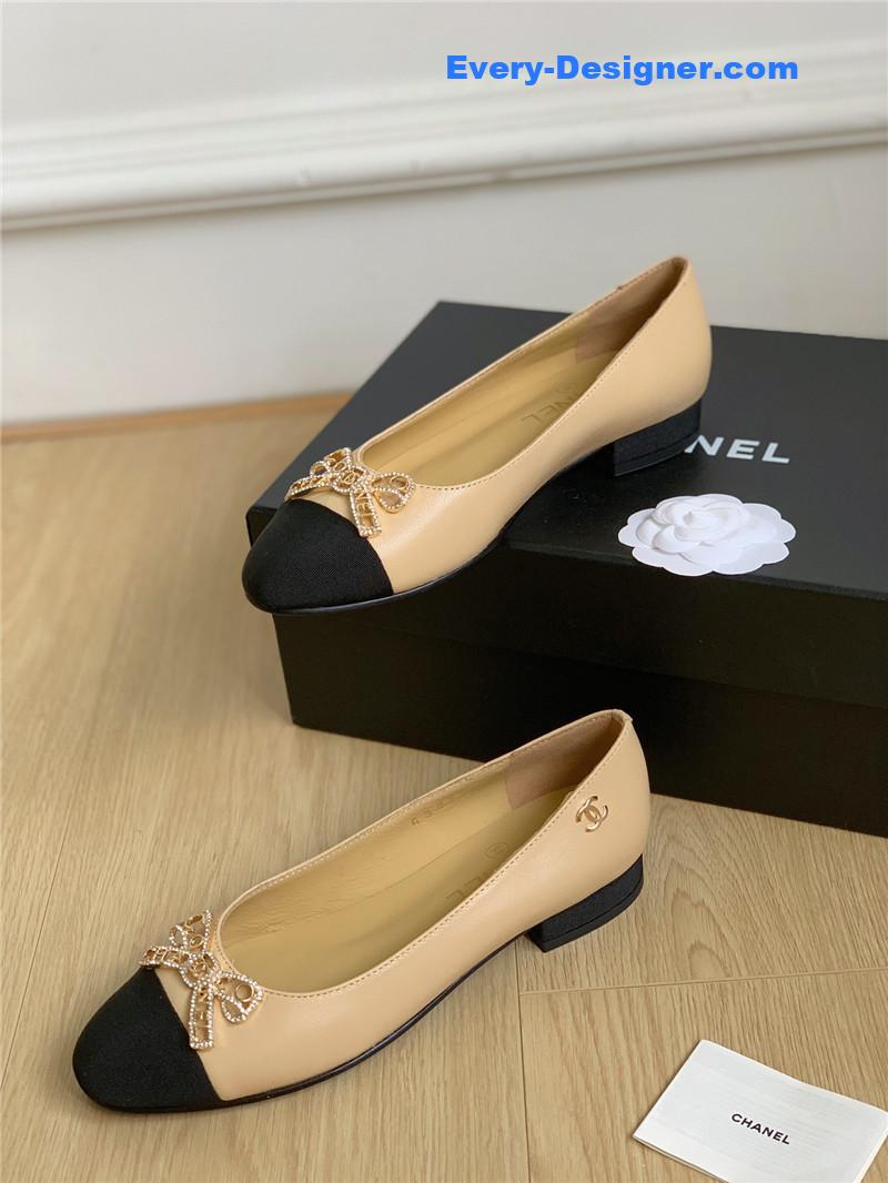 CC double C butterfly diamond buckle shoes