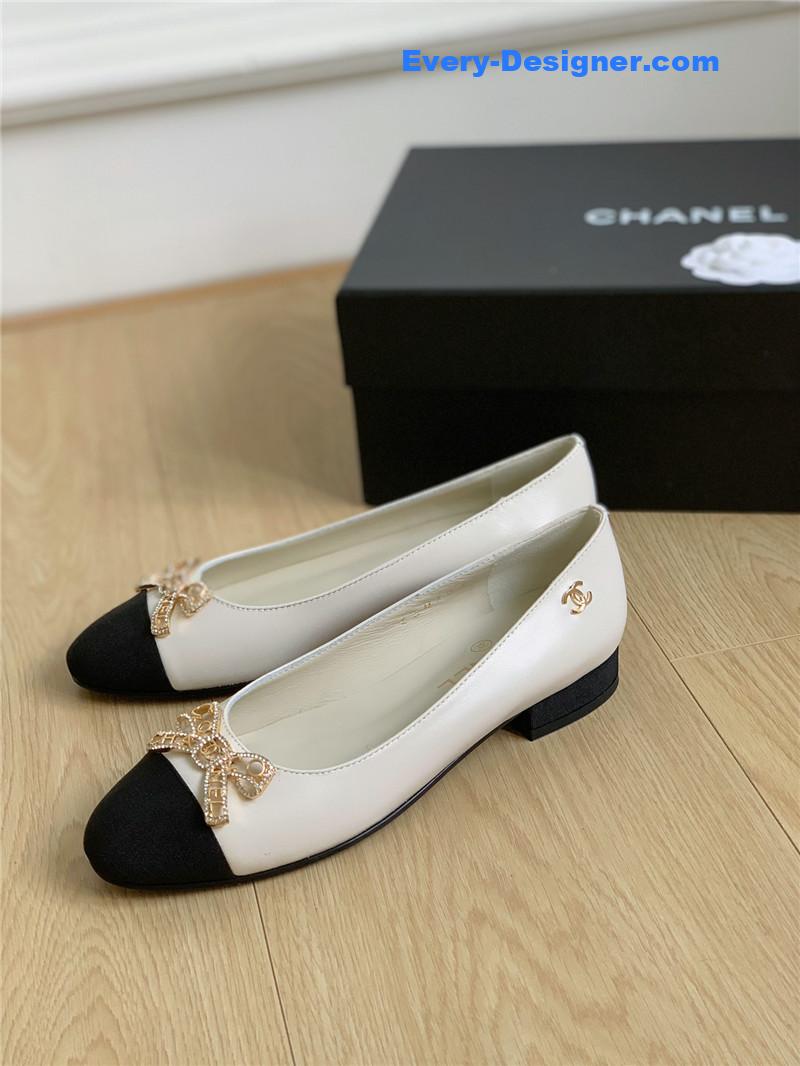 CC double C butterfly diamond buckle shoes