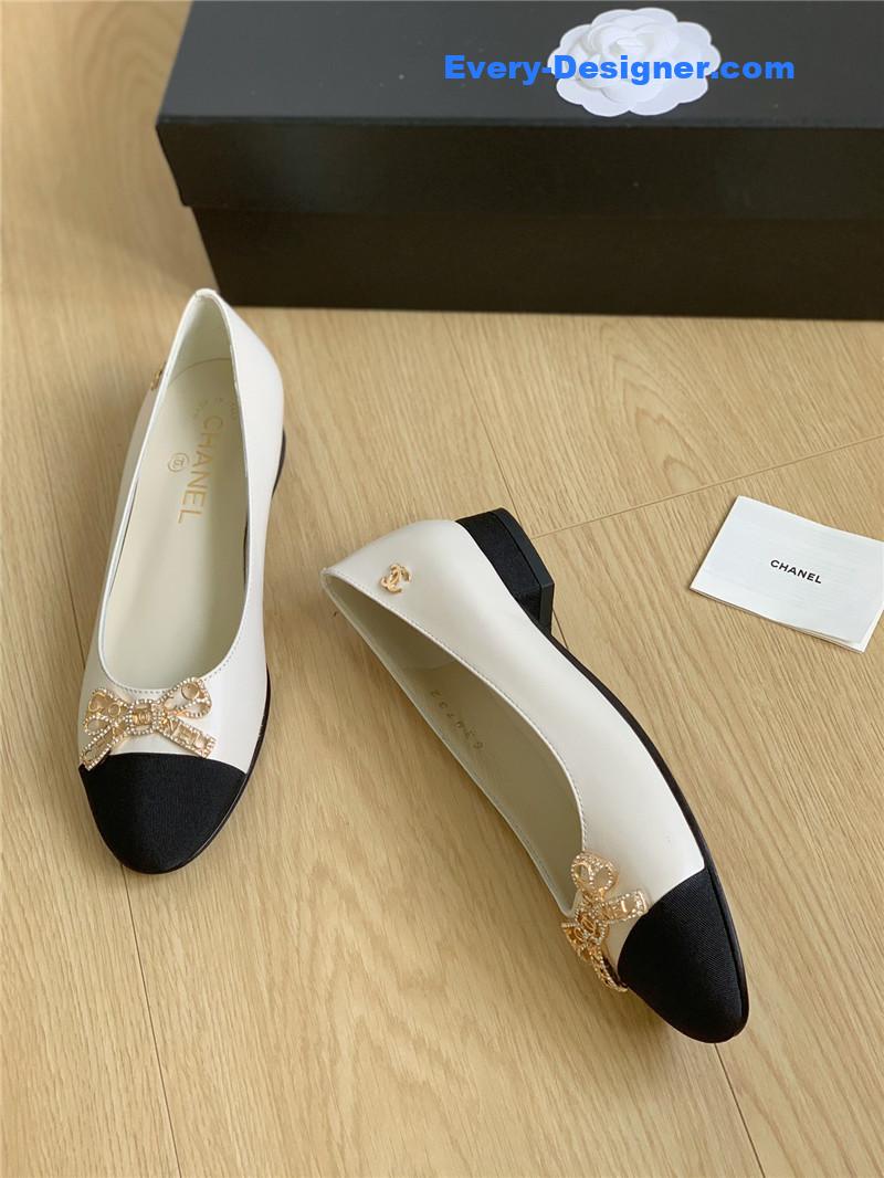 CC double C butterfly diamond buckle shoes