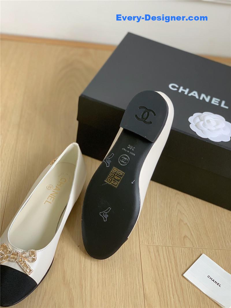 CC double C butterfly diamond buckle shoes