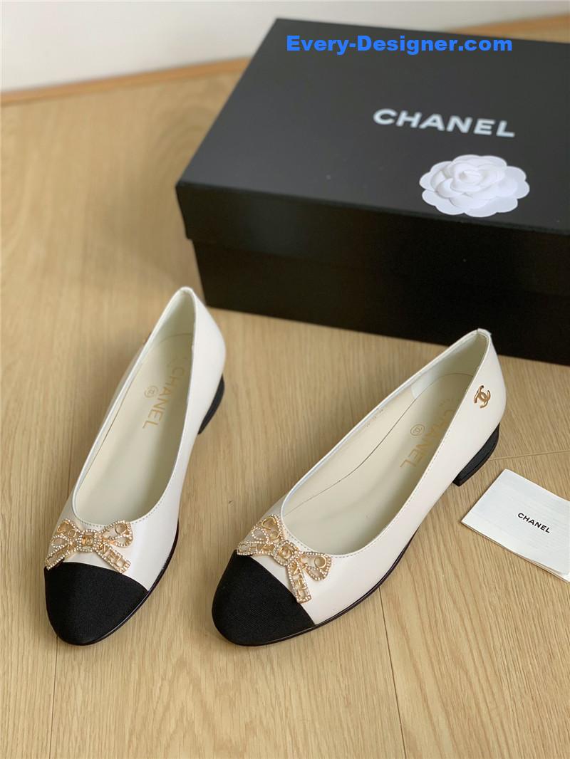 CC double C butterfly diamond buckle shoes