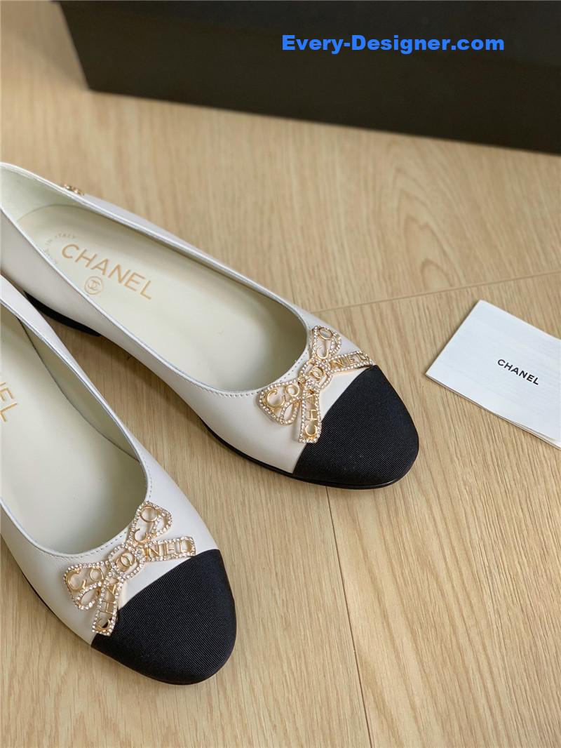 CC double C butterfly diamond buckle shoes