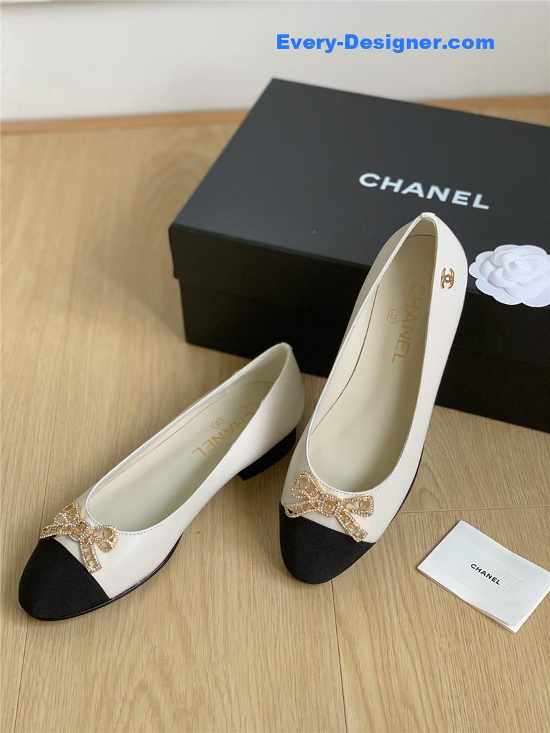 CC double C butterfly diamond buckle shoes