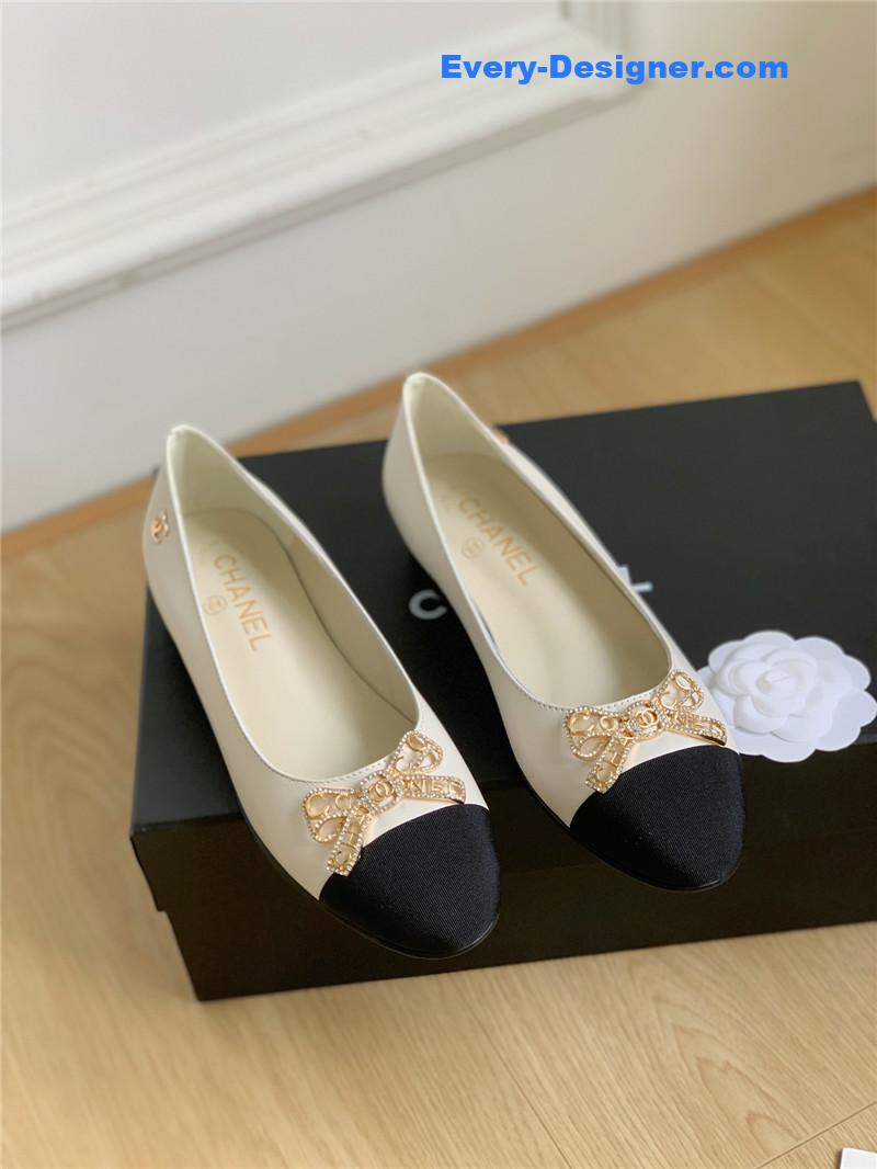 CC double C butterfly diamond buckle shoes