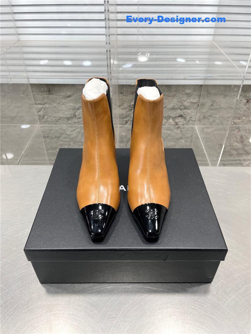 CC Classic Double C Small Square Toe Chunky Heel Boots