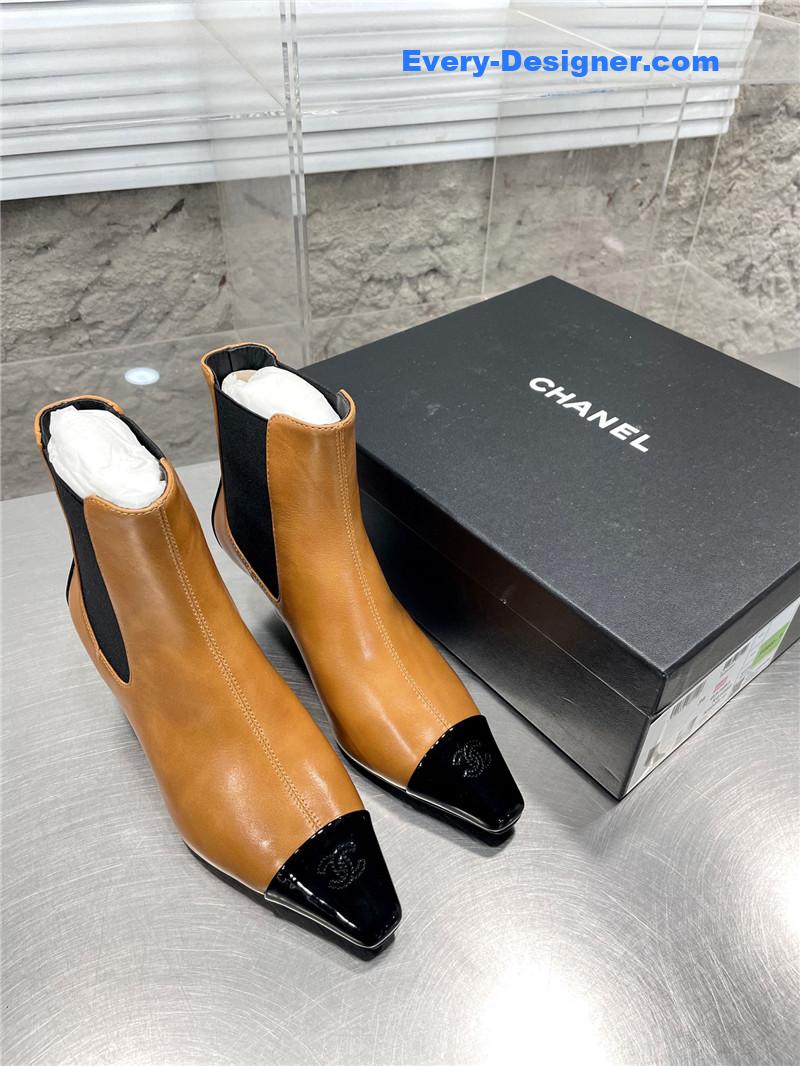 CC Classic Double C Small Square Toe Chunky Heel Boots