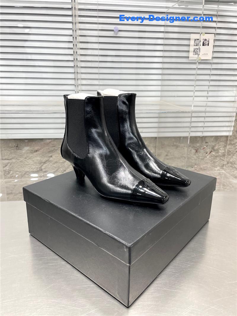 CC Classic Double C Small Square Toe Chunky Heel Boots