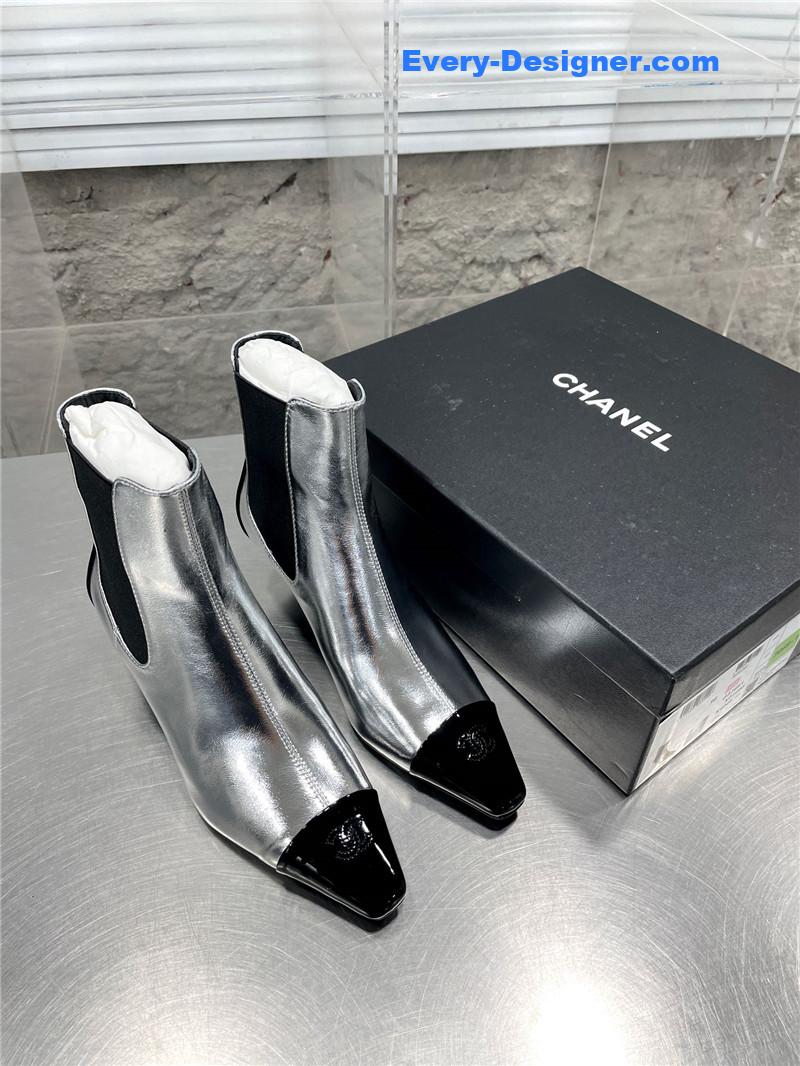 CC Classic Double C Small Square Toe Chunky Heel Boots