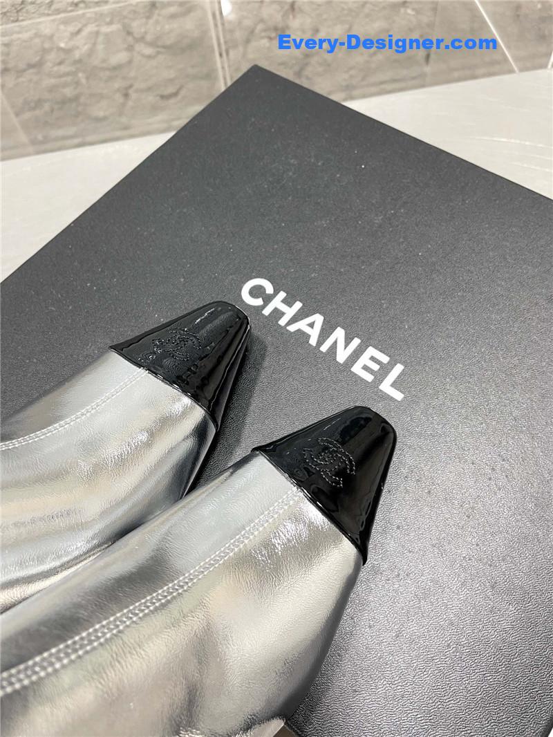 CC Classic Double C Small Square Toe Chunky Heel Boots