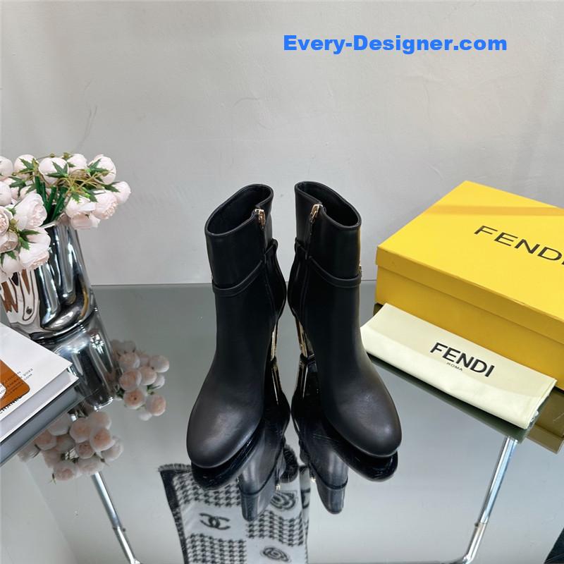 fendi hollow chunky heel ankle boots