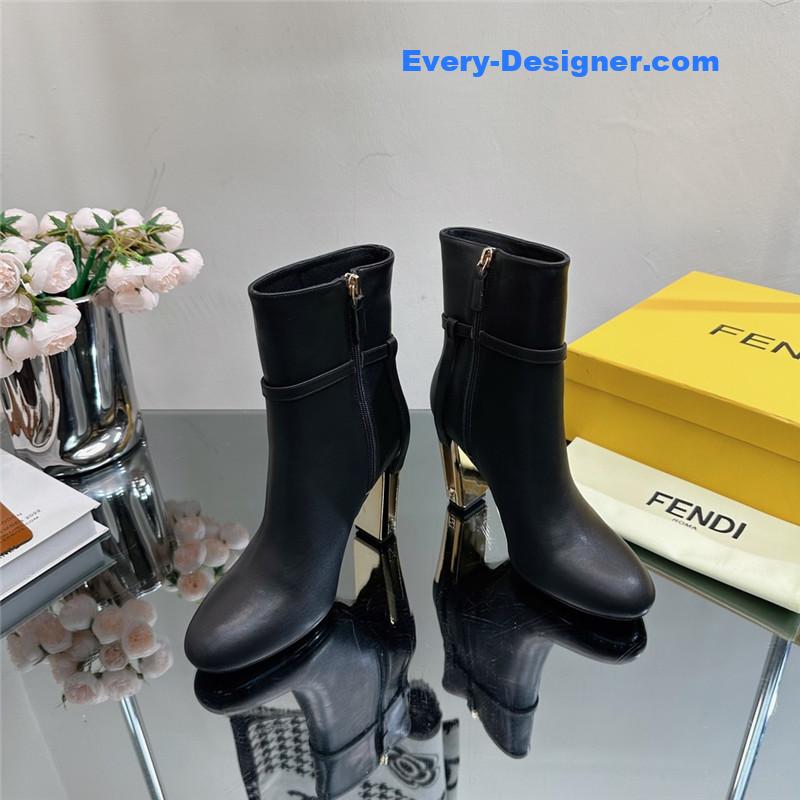 fendi hollow chunky heel ankle boots