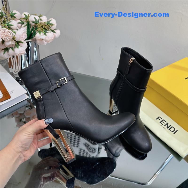 fendi hollow chunky heel ankle boots